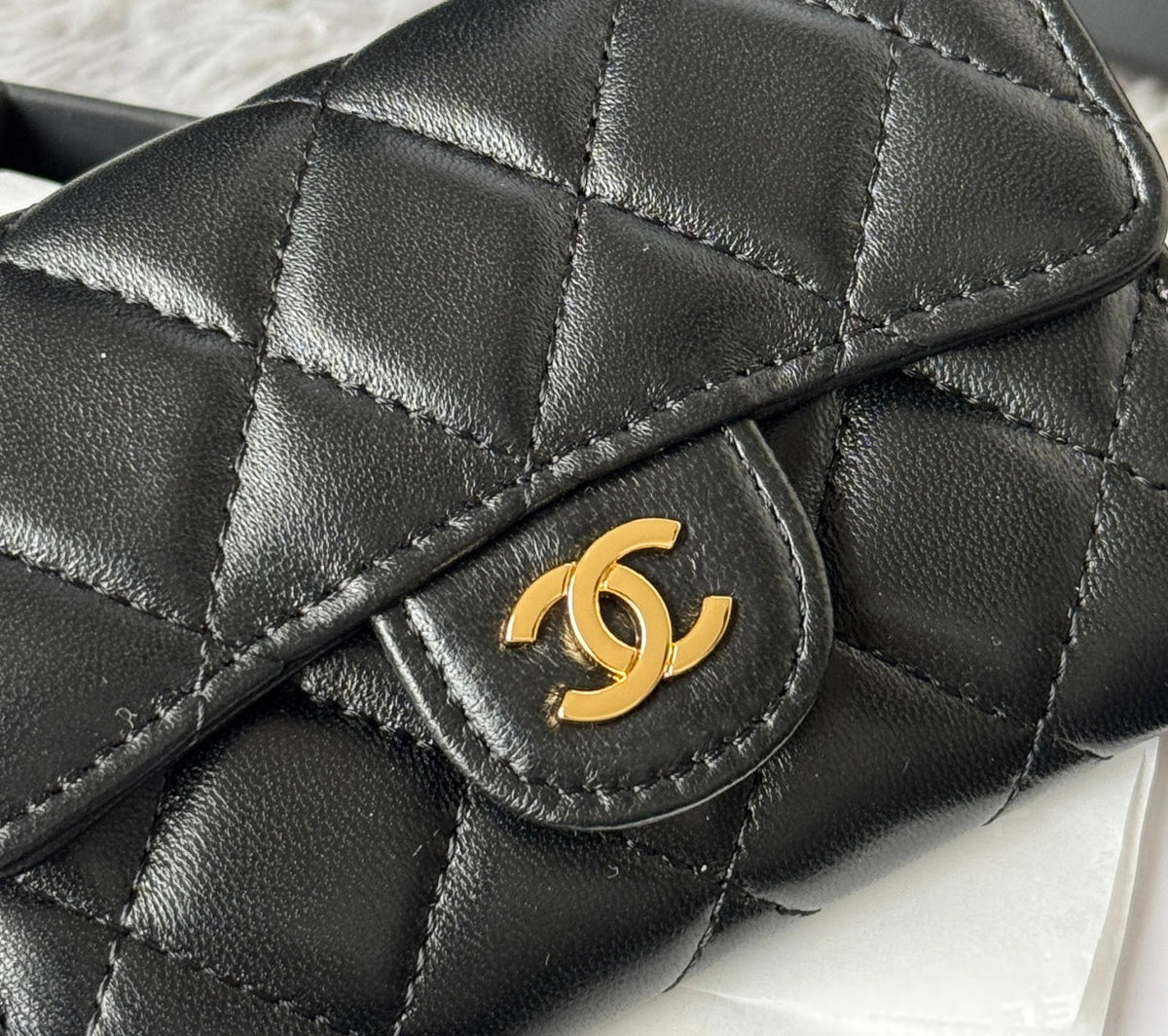 Chanel 25S Classic Card Holder 11 in Black Lambskin Gold Hardware