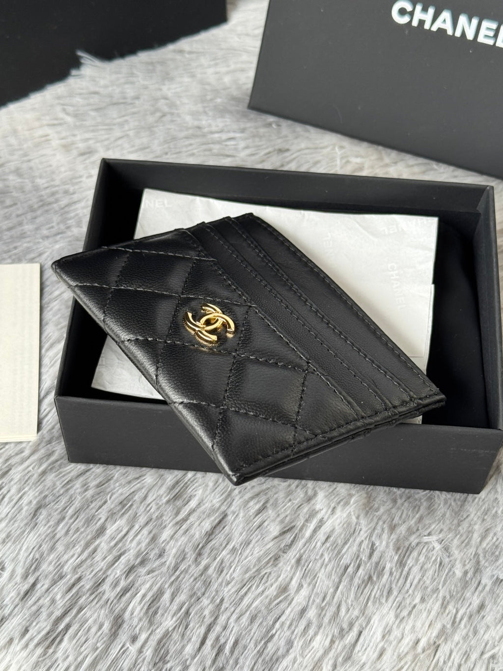 Chanel 25S Card Holder 11 in Black Lambskin Gold Hardware