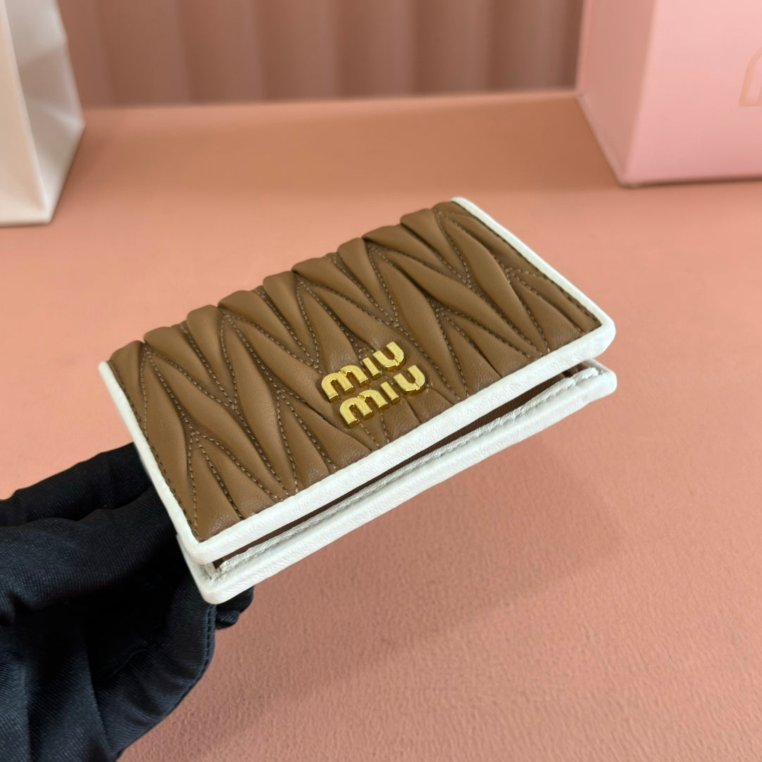 Small Matelassé Nappa Leather Wallet Brown
