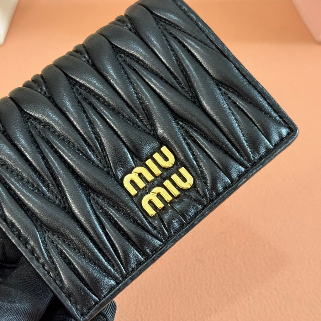Small Matelassé Nappa Leather Wallet Black