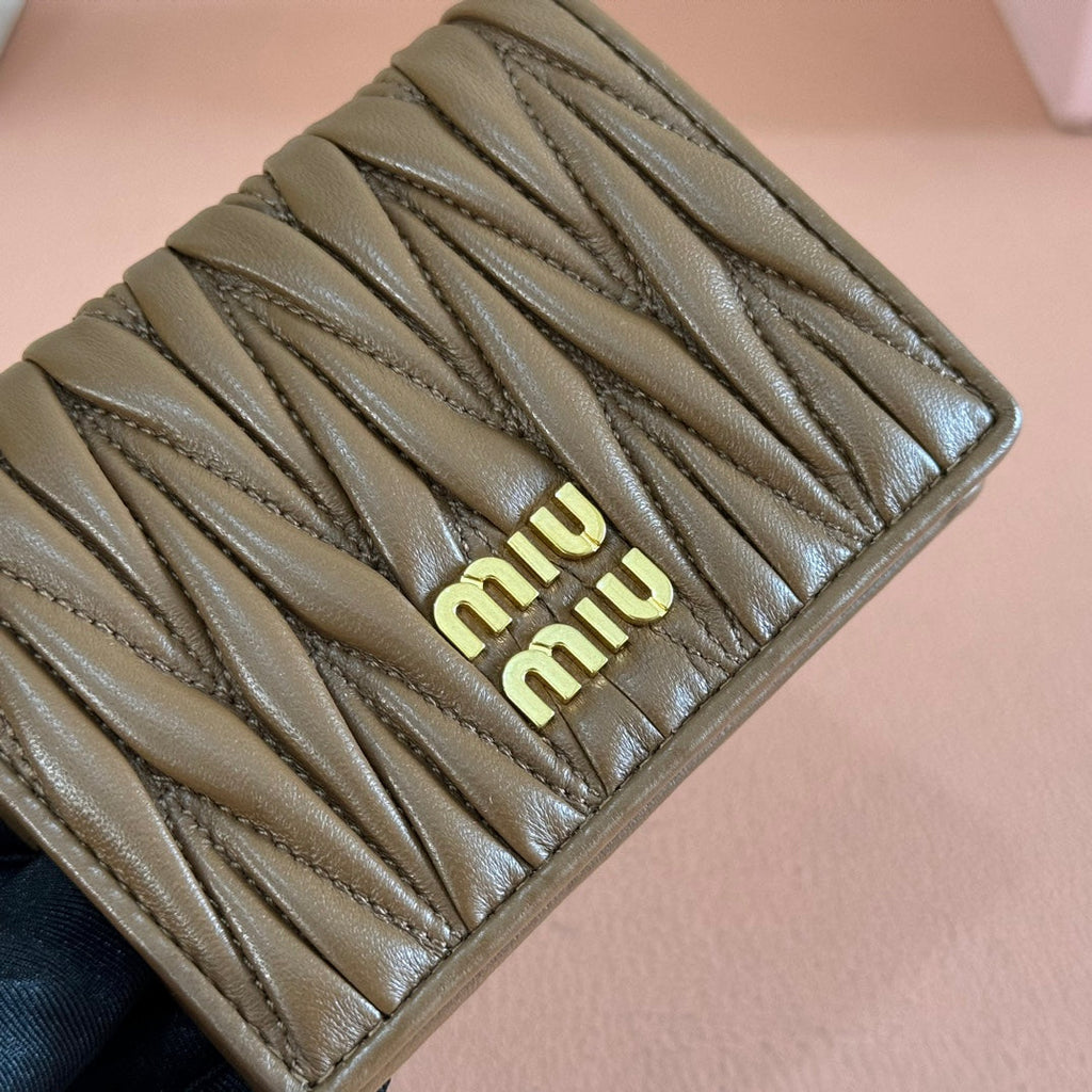 Small Matelassé Nappa Leather Wallet Caramel