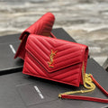 Saint Laurent Yl WOC 19 Red Cheveron Caviar Gold Hardware