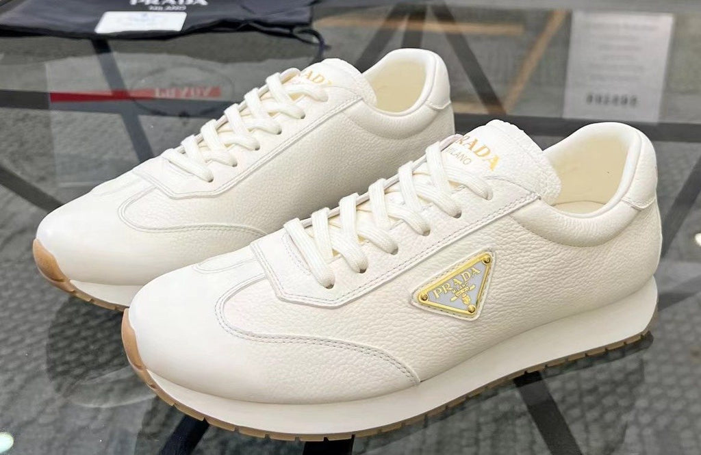 Prada White Beige Low-Top Sneakers — hero