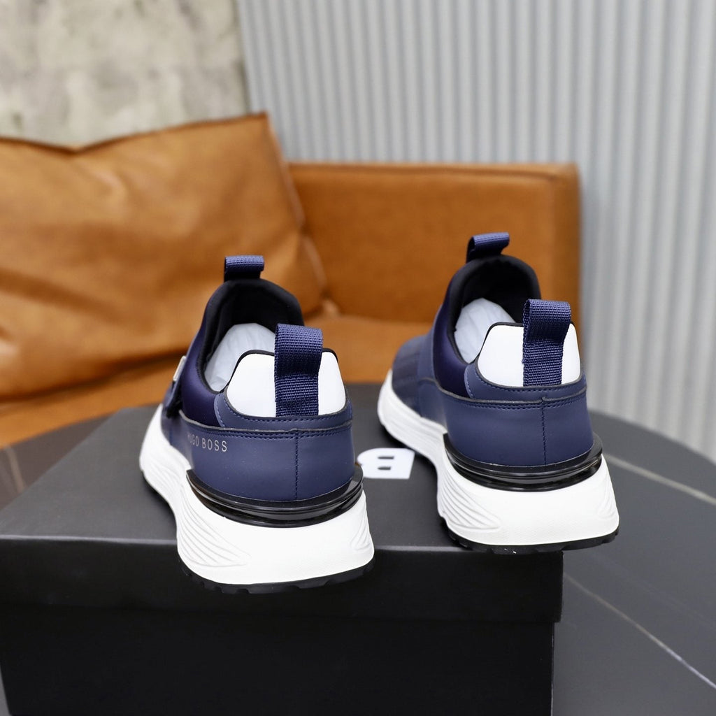 BOSS Navy Textured Slip-On Sneakers — back