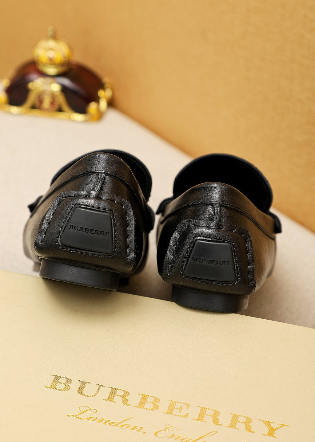 Burberry Black Metal Monogram Loafers — back