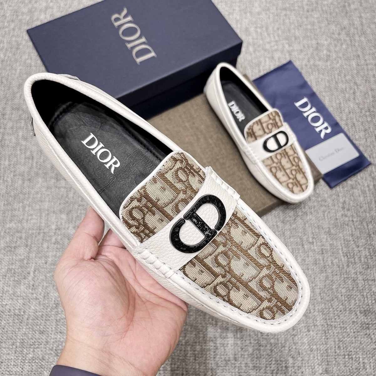 Dior Patterned Vamp Loafers — detail
