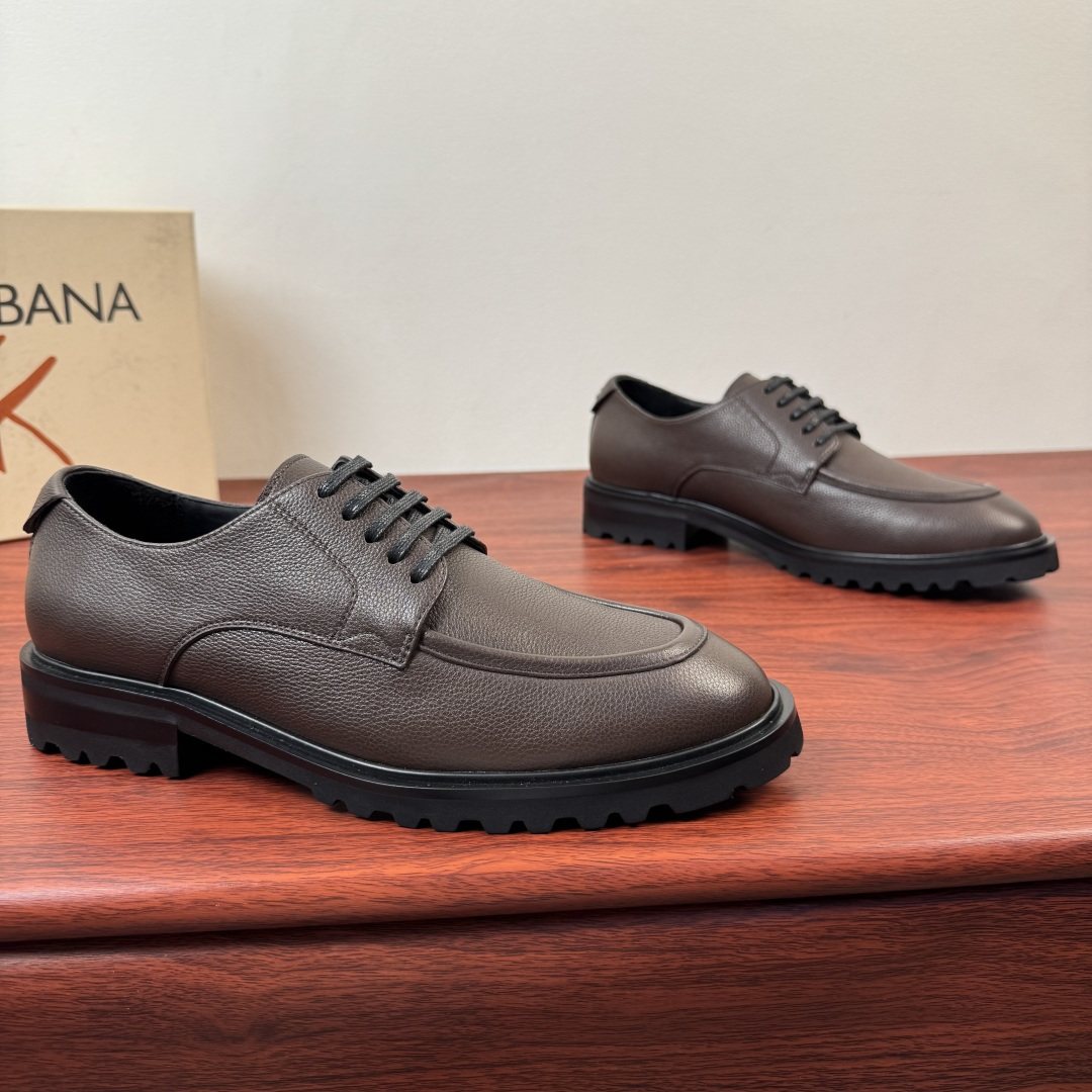 Dolce & Gabbana Grained Leather Derby Shoes — front