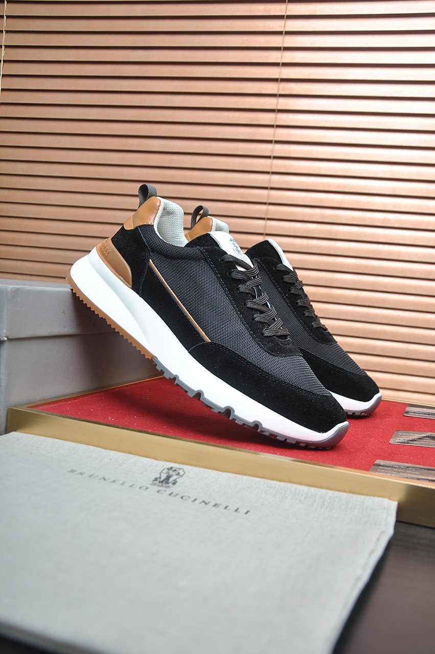 Brunello Cucinelli Contrast Panel Low-Top Sneakers — front