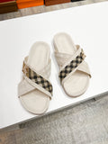Burberry Check Cross-Strap Slide Sandals — front