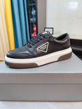 Prada Black, White & Taupe Low-Top Sneakers — front