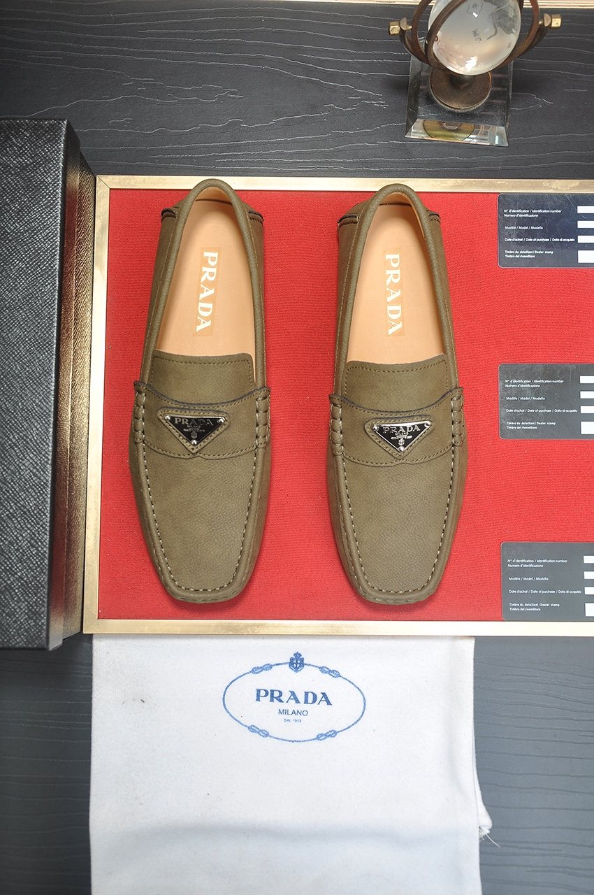 PRADA Stitched Driving Loafers — front
