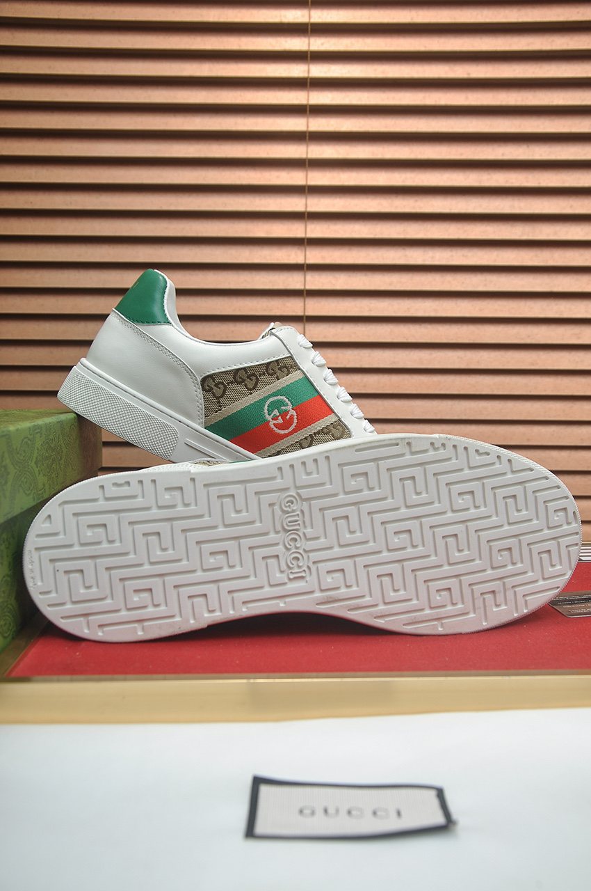 Gucci Red-Green Stripe Low-Top Sneakers — side
