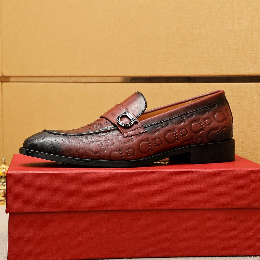 Ferragamo Embossed Buckle Loafers — side