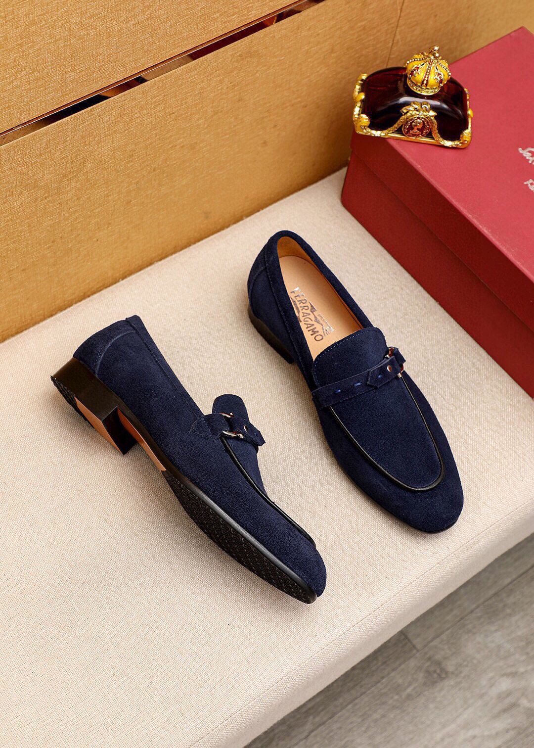 Ferragamo Metal-Accent Loafers — front