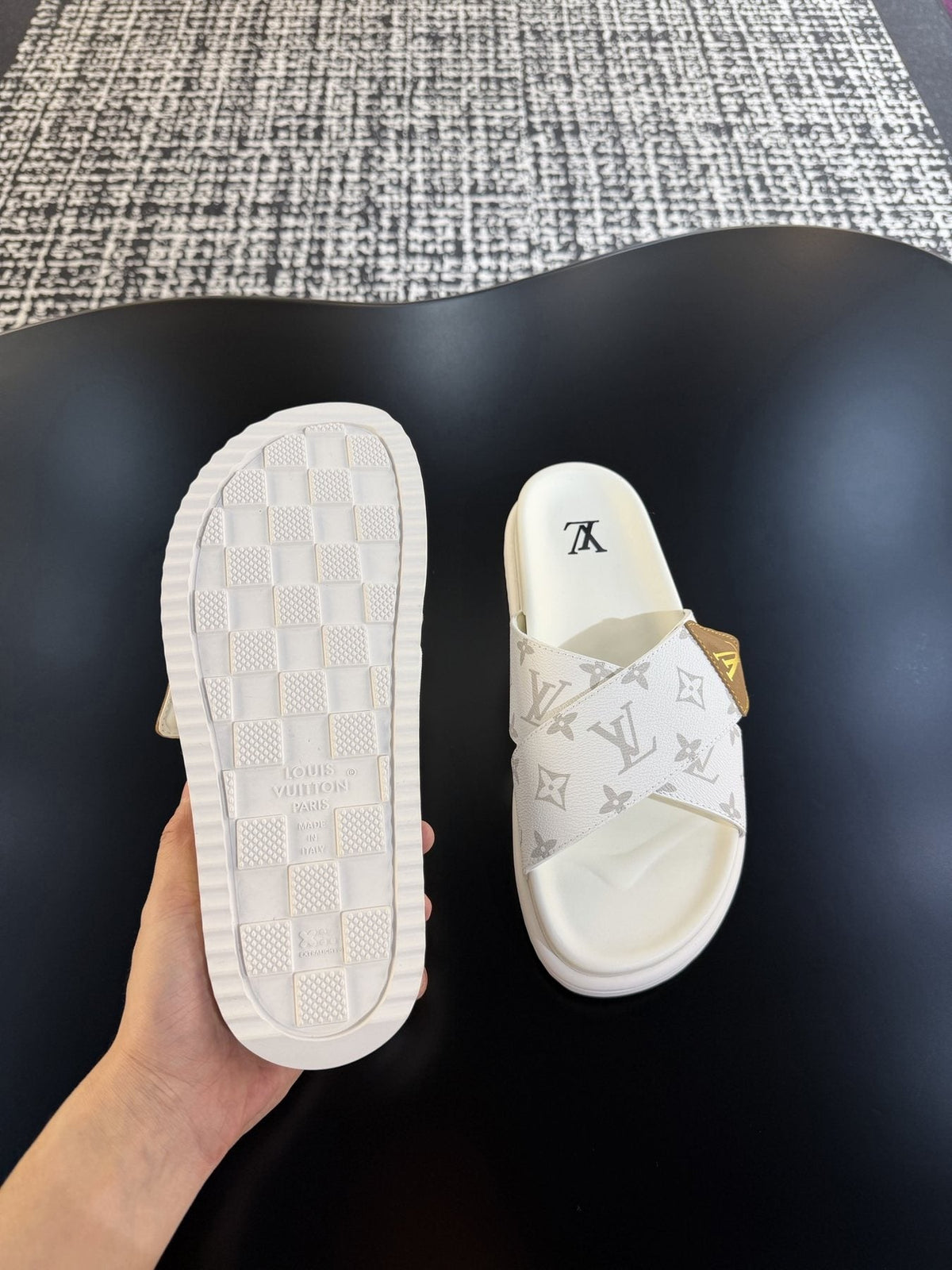 Louis Vuitton Monogram Cross-Strap Slide Sandals — side