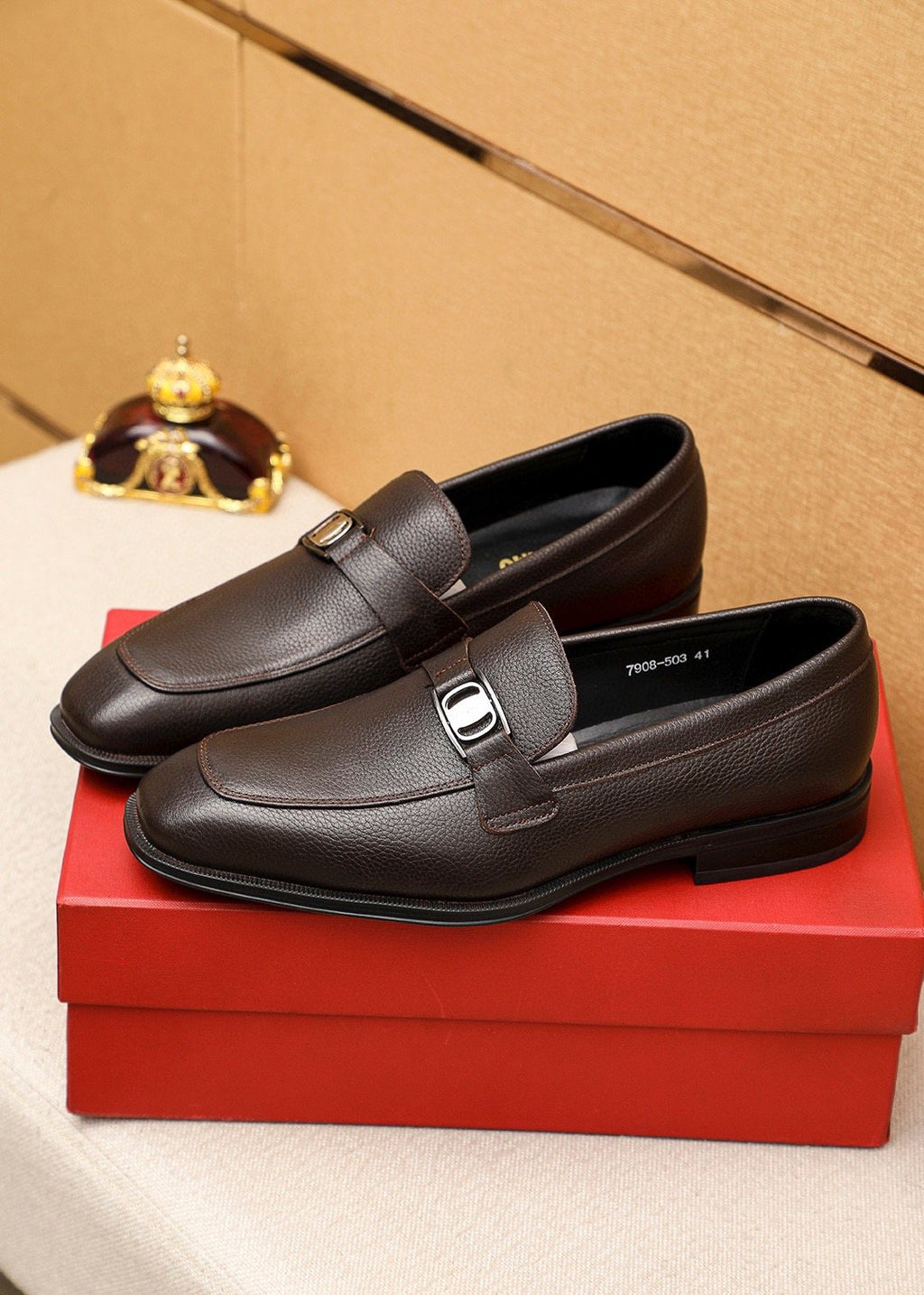 Ferragamo Textured Leather Loafers — front
