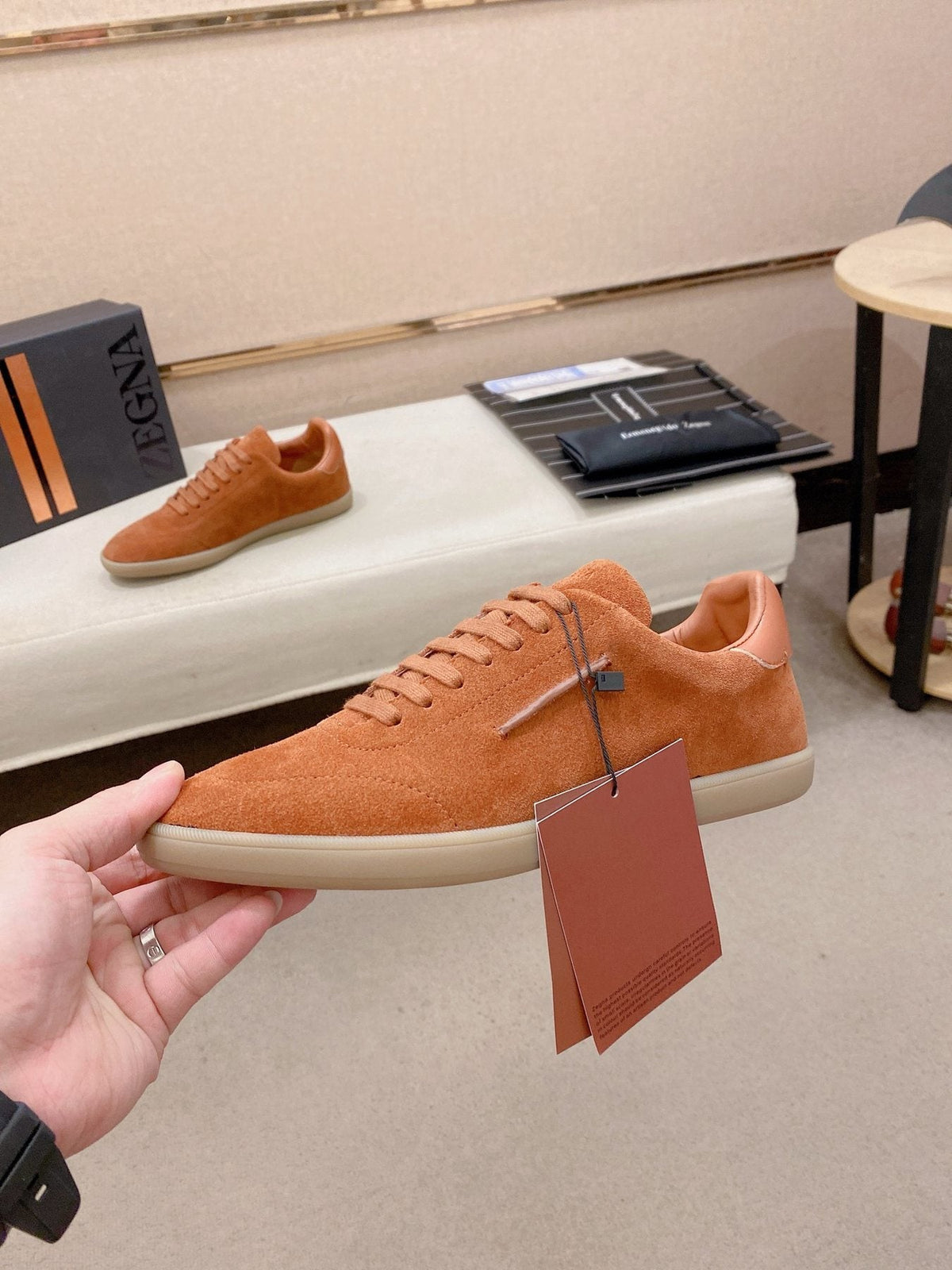 Zegna Suede Low-Top Sneakers — side